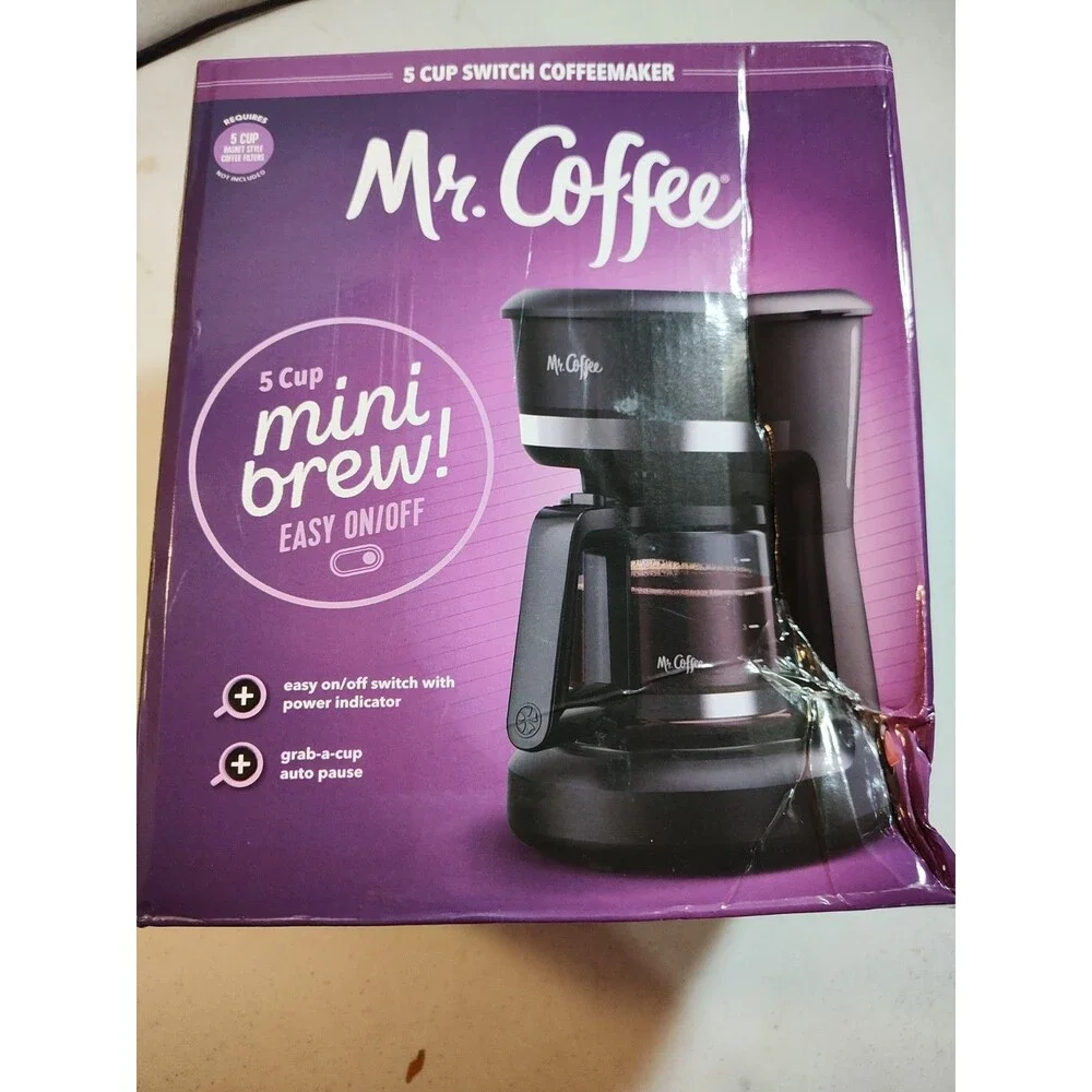Mr Coffee Mini Brew 5 Cup Coffee Maker Black Auto Pause NIB (878)